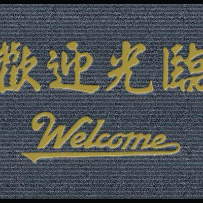 地毯ogo双水条绒面欢迎光l临进门防滑吸纹开81958774业商用