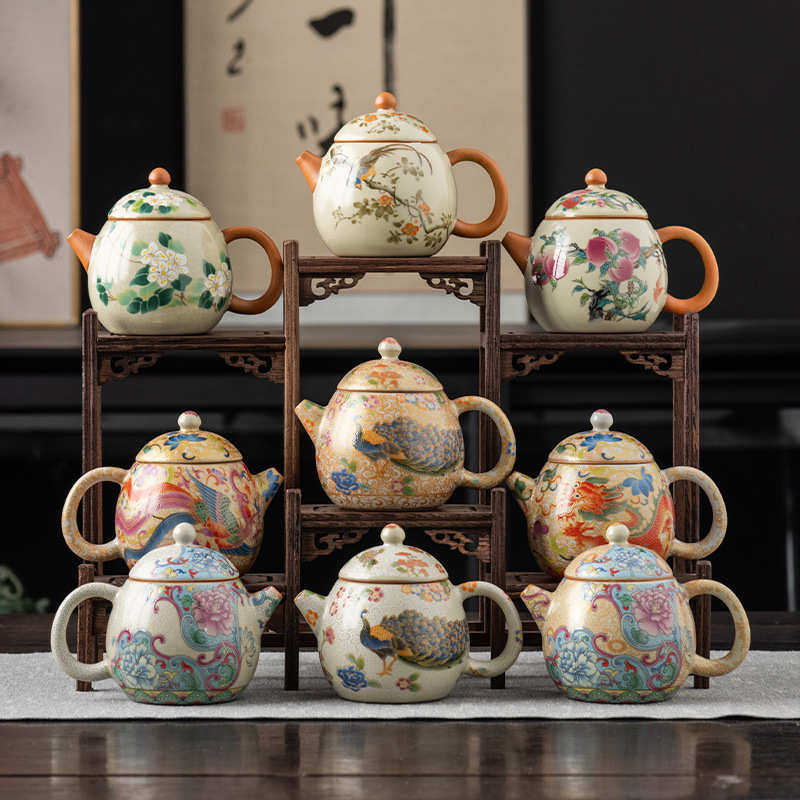 珐琅满彩汝窑茶壶手工名家龙蛋单壶泡茶壶开片可养一壶二杯伴手礼,餐饮具,茶壶,淘宝优惠券,粉丝福利购,淘宝优惠卷