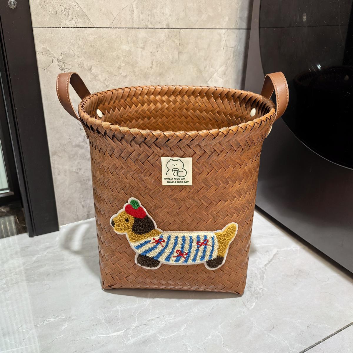 美式高级收纳衣服篮网藤编脏衣篮