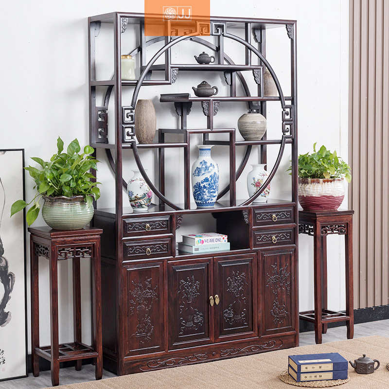 新中式实木置物架博古架实木办公室茶叶置物架展示柜隔断多宝阁