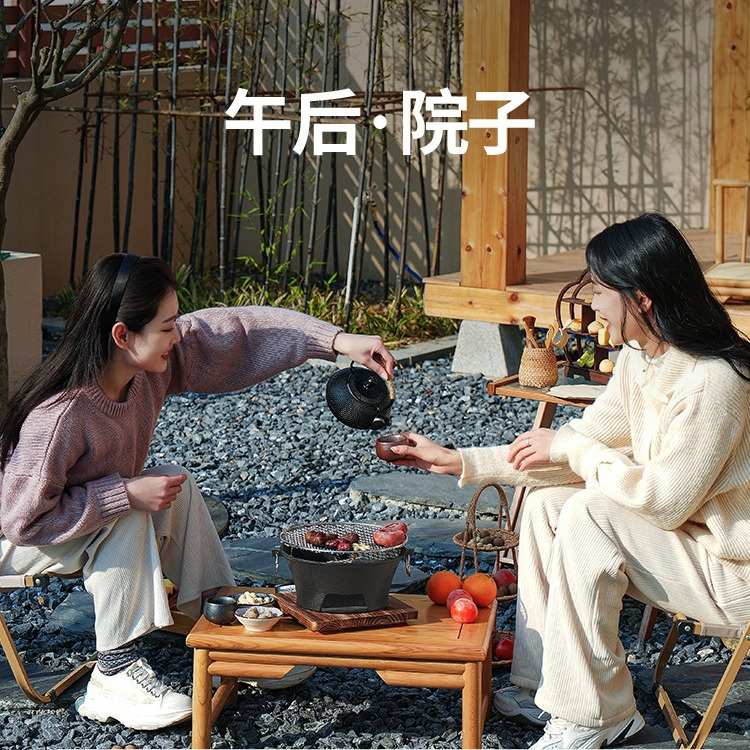 原始人围炉煮茶家用室内烤火炉套装器具全套烧烤炉碳炉户外炭火盆