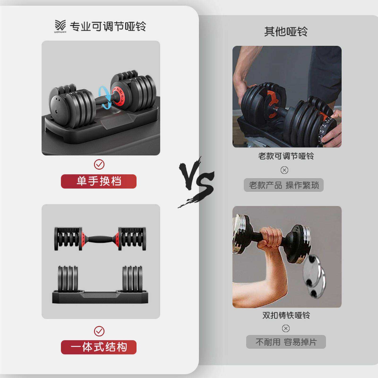 快速可调节实心哑铃男士健身大重量手臂力量锻炼宿舍家用训练器材