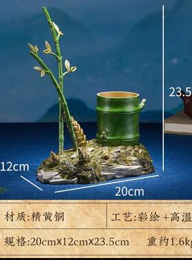 高档办公室纯定笔筒教高师节节谢铜师礼礼物制高档竹文化桌面摆件