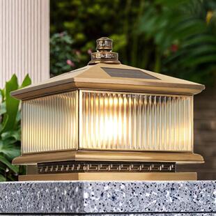 全铜柱头灯太阳能接电柱头灯大门两侧柱头灯门柱灯大门柱子灯