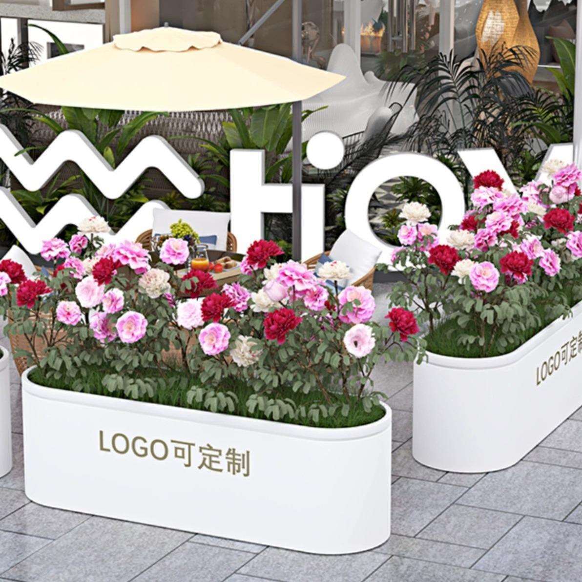 户外不锈钢花箱组合市政售楼部铁艺花架花坛庭院阳台商业花槽花钵