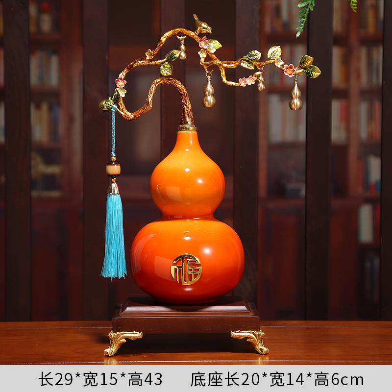 正品五福临档门葫轻芦摆件奢高新中式厅玄关酒柜电视柜办公室客装