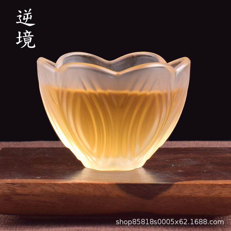古法琉璃茶杯莲花杯主人杯个人专用单杯女功夫玻璃品茗杯家用茶盏