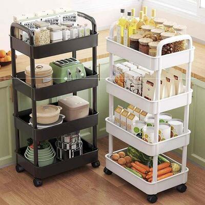 .5-Tier Plastic utility cart Storage Trolley Rolling Carts