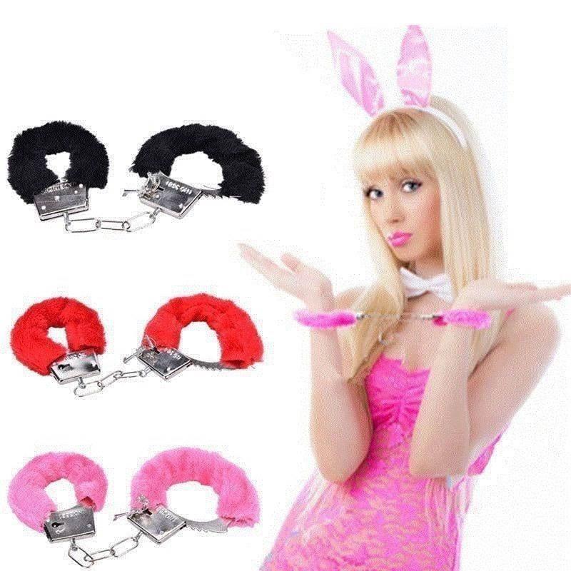 1Pcs Furry Fuzzy Handcuffs Adult Hen Night Party Game Gift P