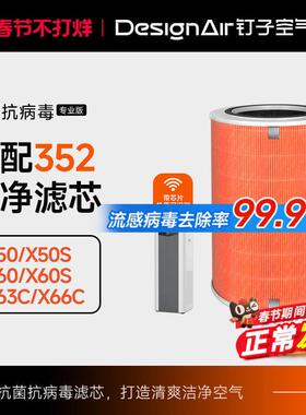 适配352空气净化器滤芯x50/x60/x50s/x63pet/x63c/x66c过滤网