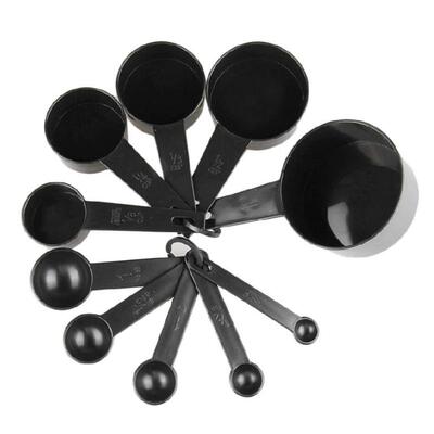 10pcs/lot black plastic measuring cups measuring spoon kitch
