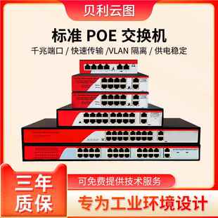 POE供电交换机千兆百兆4 24口国标48V监控APVlan远距全新