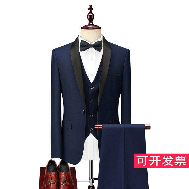 青年艺考礼服声乐毕业西服男韩版修身西装套装男演出合唱团青果领