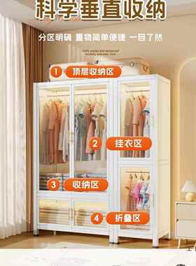 钢衣柜家用艺卧室带门尘防衣橱出租房用铁收纳柜阳PIM台制储物柜