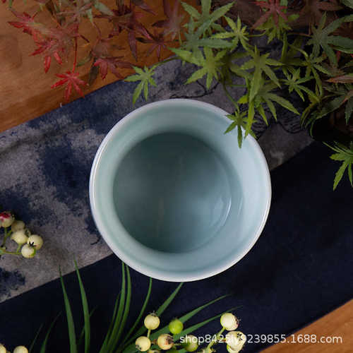 中式串串简约瓶台创意景德镇筷子插花酒店青瓷家用筒径签筒摆大口