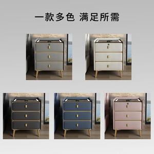 智能床头柜实三层抽屉木皮质现代奢带锁功能轻时多尚柜MRS3款子收