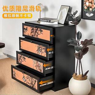 中古风印花钢制斗柜客厅边柜储物柜铁艺五斗柜卧室床尾抽屉收纳柜