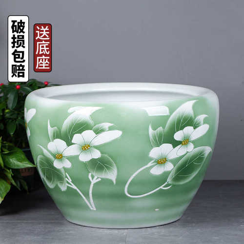 养鱼水缸陶景德镇鱼缸陶瓷阳台鱼缸睡莲瓷缸庭院缸室外大水缸荷花