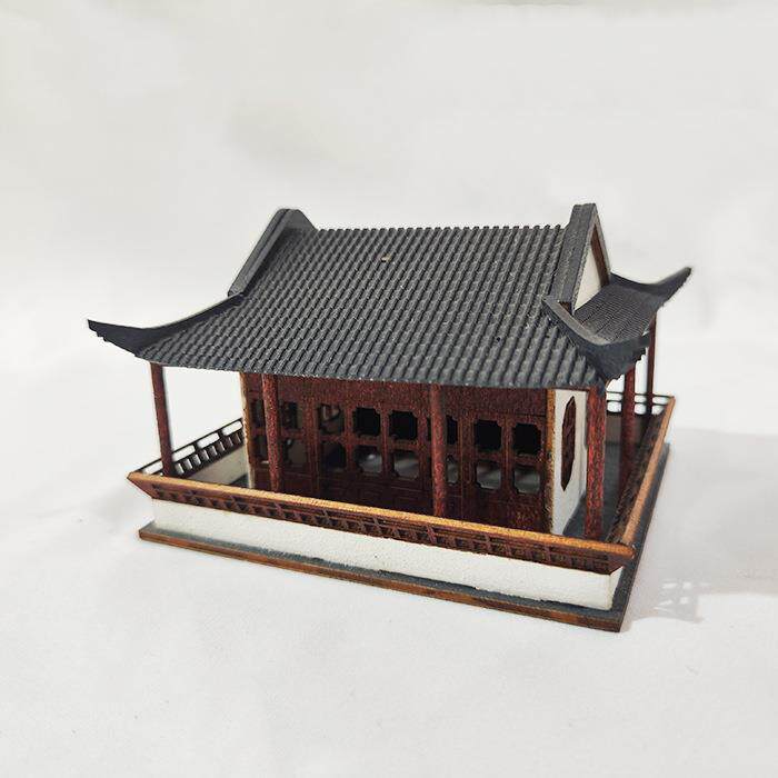 古建筑微缩模型房子景观沙盘摆件中式装饰用品木质纯手工制作模型