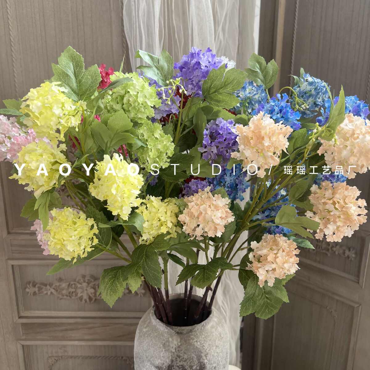 5头雪花绣球 婚庆路引假花木绣球摄影道具仿真花拍摄道具家居软装