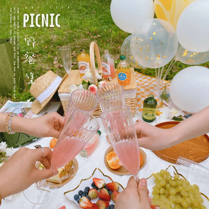 一次性酒杯宴会塑料香槟杯酒吧鸡尾酒高脚杯子加厚硬质葡萄酒杯