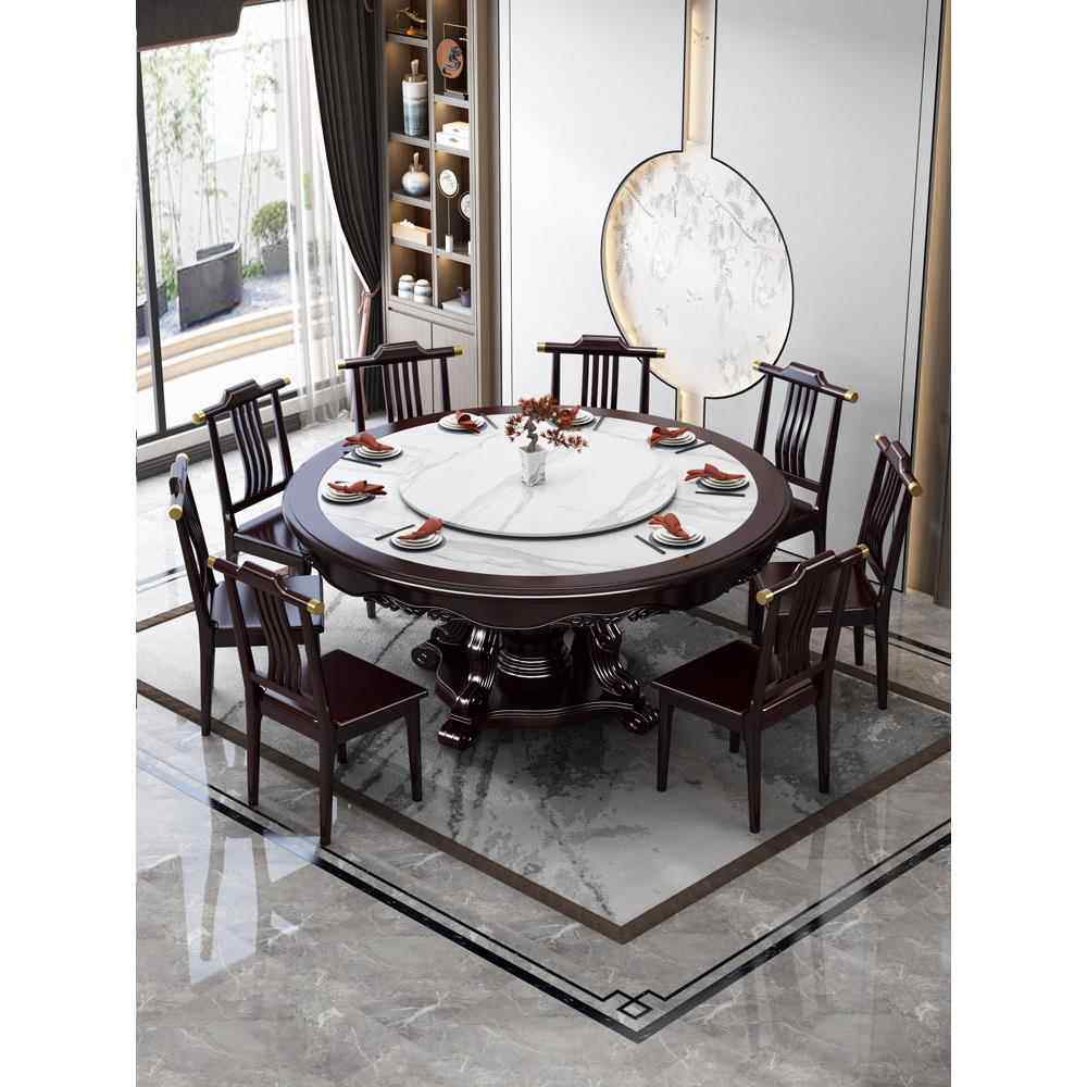 正品意利奇新中式岩实木餐桌现代简约大圆桌家圆用板12人形饭餐厅,住宅家具,实木餐桌,淘宝优惠券,粉丝福利购,淘宝优惠卷