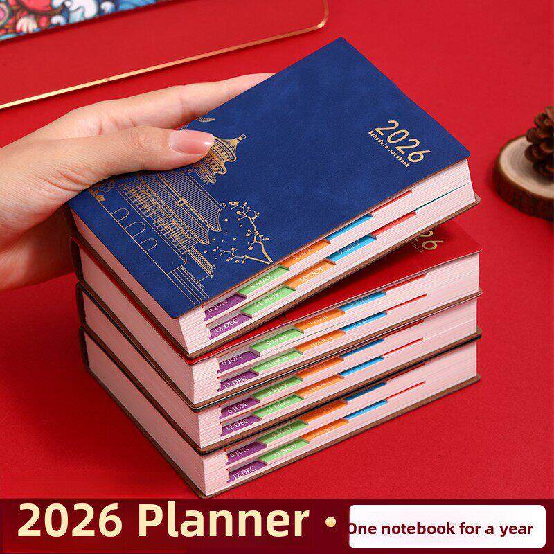 2026国潮日程本笔记本子定制可印logo中国风365天每日一页时间轴管理效率手册随身口袋本a6便携式迷你记事本
