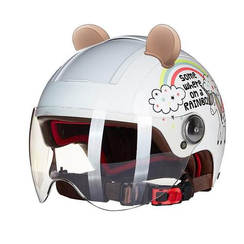 高档hba车半盔女四季可爱卡通电电动车瓶男夏防晒安季全头盔防紫