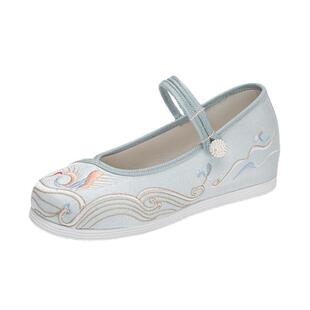 汉服鞋女童春季古风绣花鞋平底汉元素鞋布鞋古装明制学生绣花鞋子