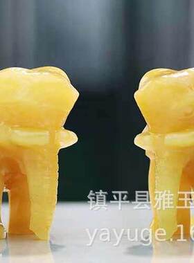 天然玉石荣华富贵象黄玉大象摆件招财如意大象聚宝盆摆件吸水大象