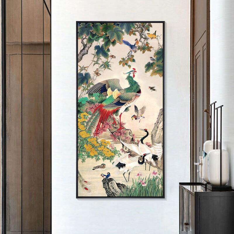 凤凰挂画百鸟朝凤入口画走廊过道中国画新中国风客厅书房餐厅壁画