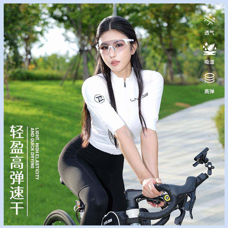 自行车女士春夏长袖骑行服套装公路车速干弹力背带裤运动骑行户外