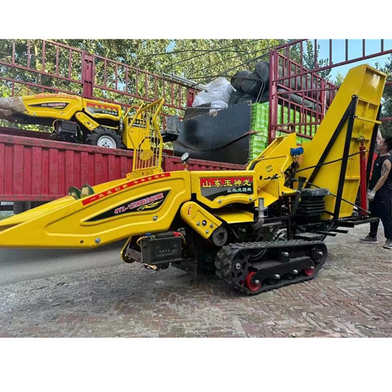 小型玉米收割机履带背负式单行玉米收获机自走式二次扒皮秸秆粉碎