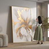 饰画客厅挂ADC 轻风关餐厅奢手工肌理画玄装 丰手顺绘油画 盛开