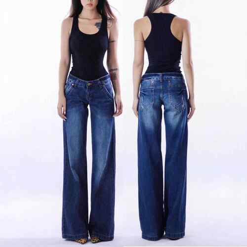 Women Plus Size Wide Leg Jeans High Waist Stretchy Straight