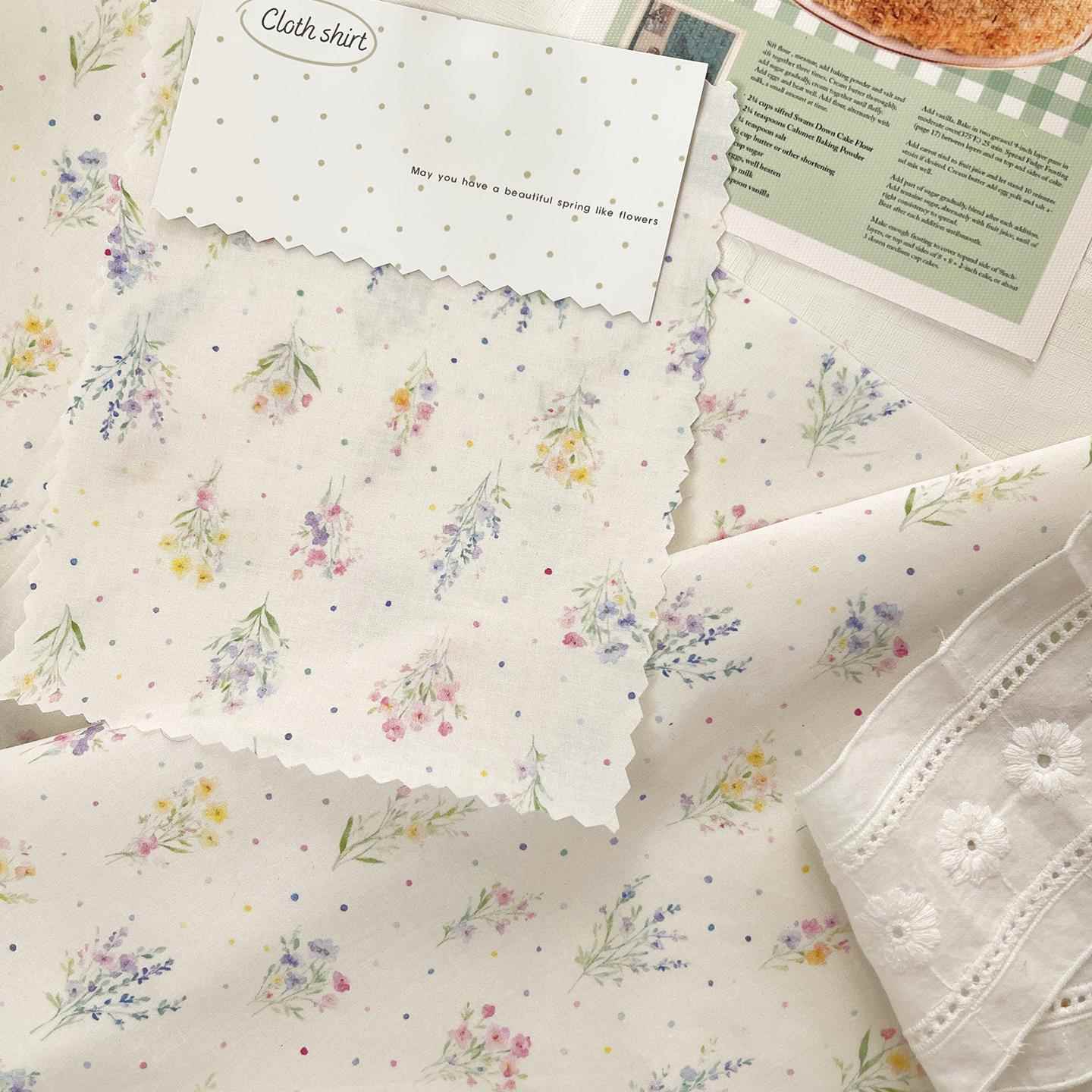 韩系60支纯棉法式清新碎花女装裙子面料diy娃衣手作窗帘发圈布料