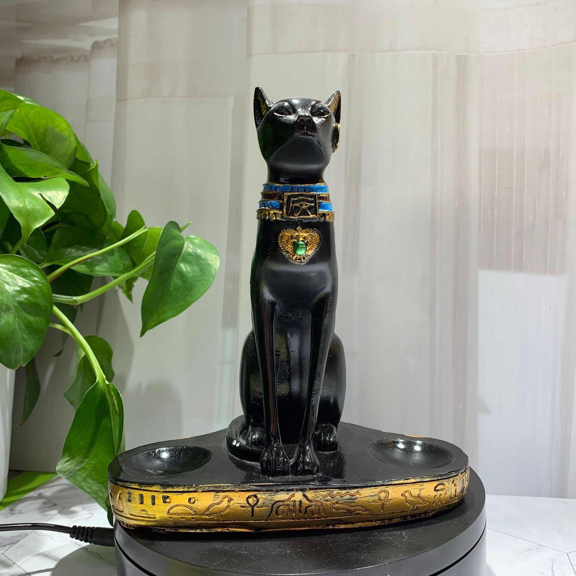 埃及猫树脂工艺品球座水晶球底座矿石原石玉石奇石底托晶簇底