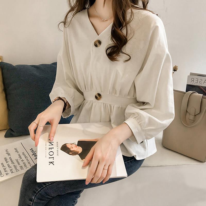 衬衫女春秋2025年新款女生衬衫女春秋设计感小众收腰心机长袖上衣