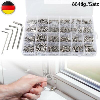 880PCS304不锈钢沉头内六角螺丝配螺母垫片组合套件可贴标签