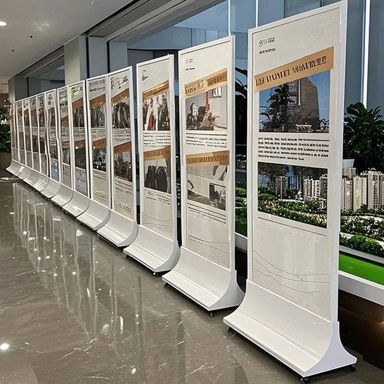 双面KT板丽屏展架不锈钢宣传广告牌玻璃立牌立式框架式商场海报架图片