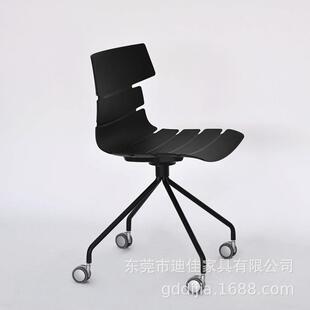 PP塑料家用电脑椅书桌椅休闲椅带轮子可移动简约办公室椅