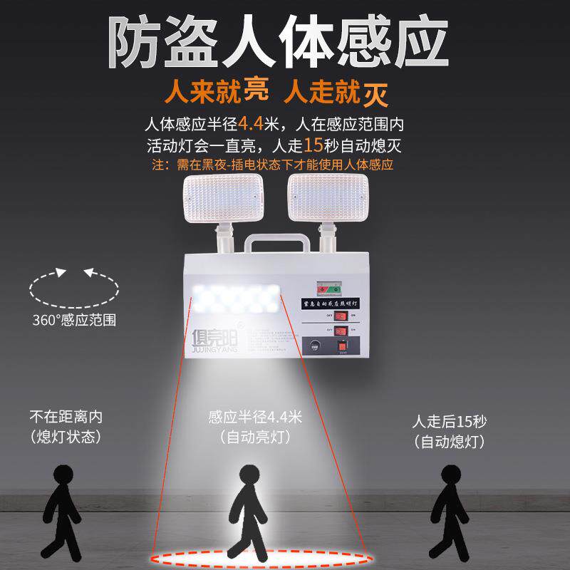 俱竞阳双头应急灯20W楼梯过道人体智能感应灯LED安全疏散指示灯