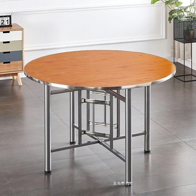 大圆桌圆桌面折叠桌架组合玻璃转盘餐桌食堂饭桌乡村家用酒店桌子