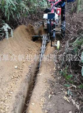 手扶式开沟BEM机链式条自来水管挖沟开道沟单机人柴油小型路面地