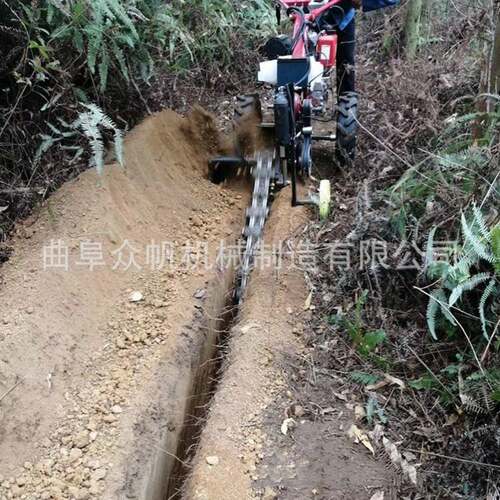 手扶式开沟BEM机链式条自来水管挖沟开道沟单机人柴油小型路面地