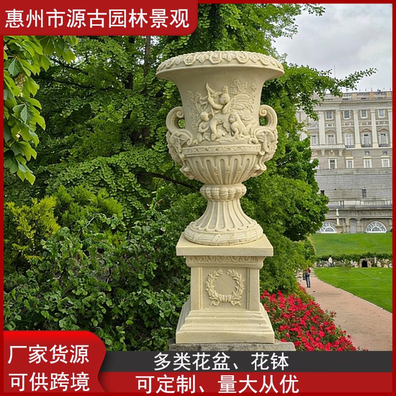欧式雕刻工艺品摆件花盆砂岩玻璃钢西方人物雕塑花钵外贸花盆