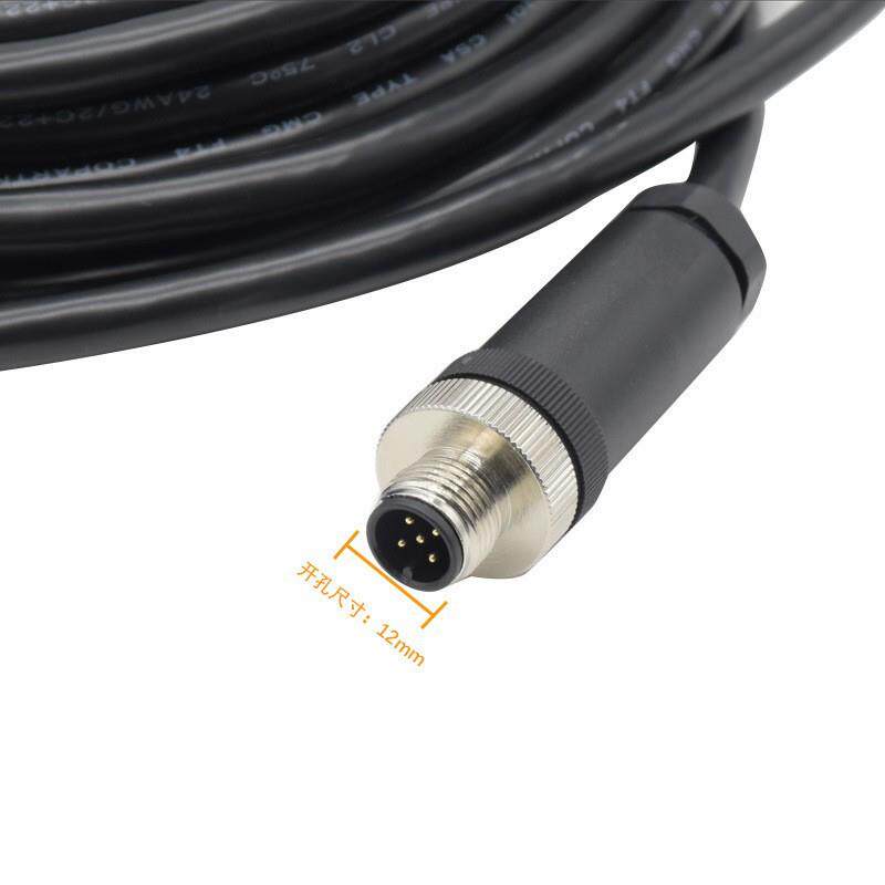 M12防水连接器5芯NMEA2000网络塑胶接头轮船屏蔽电源线航空插头