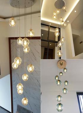 北欧楼梯吊灯复式楼别墅中空客厅现代简约轻奢跃层loft公寓长吊灯