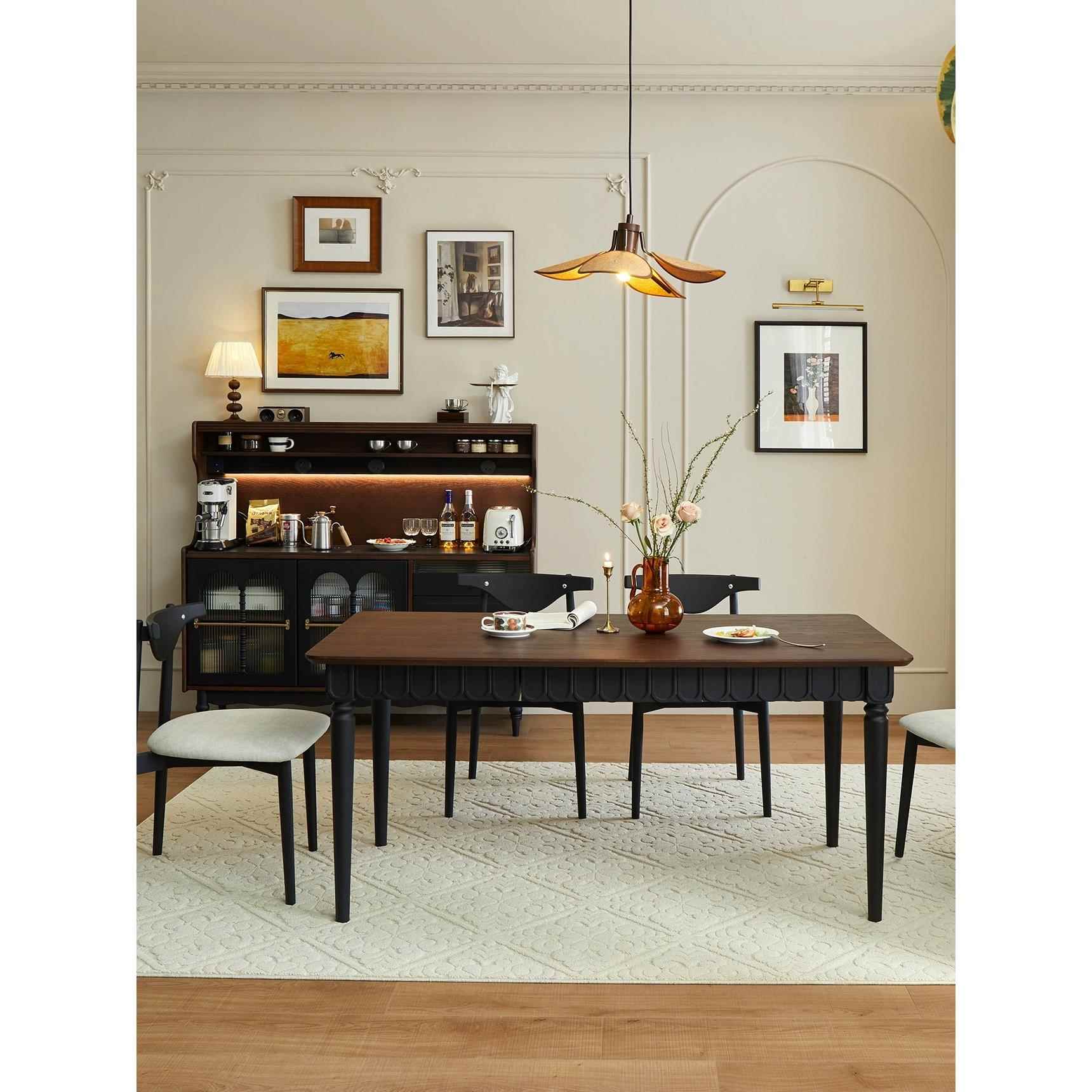 日式实JM-188木用餐桌中古风家拼色古小户饭桌原木复书桌艺术设型