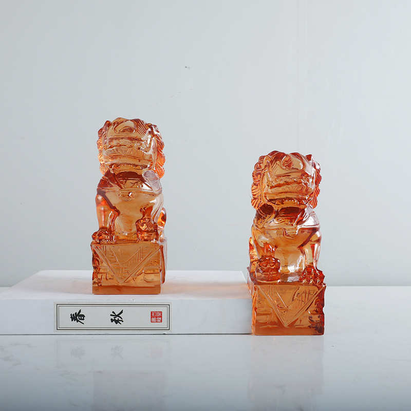 样板房狮子售楼部雕塑书档书摆设摆件玄关酒店中式靠书房新对